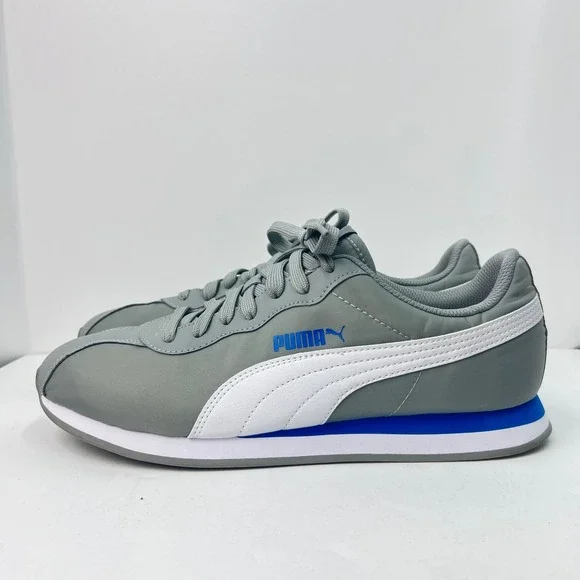 Puma Turin II Mens Sneakers Grey White Blue Low Top SoftFoam Trainers - Picture 5 of 12